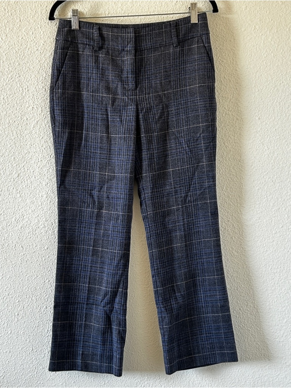 Ann Taylor Gleen Plaid Office Career Business Party Trousers Women’s 0 Gray Blue